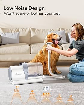 Bawetech Dog Clipper Grooming Kit and Vacuum, Suction 99% Pet Hair, 2.5L Large Capacity Dust Cup, 5 Pet Grooming Tools, Low Noise Dog Hair Remover Pet Grooming Supplies for Dogs Cats