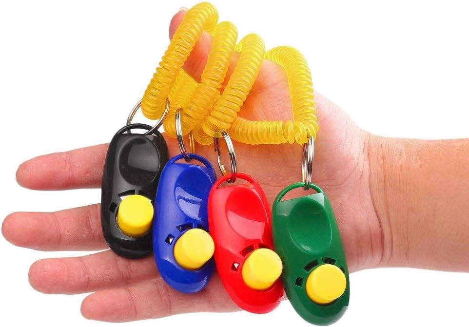 Coolrunner 7pcs 7 Color Universal Animal Pet Dog Training Clicker with Wrist Bands Strap, Assorted Color Dog Clickers for Pet Dog Training  Obedience Aid