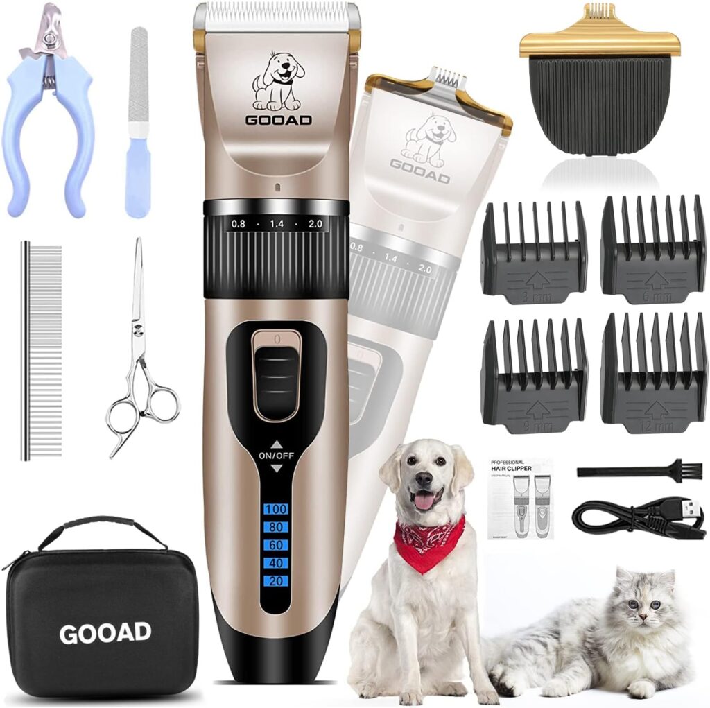 Dog Clippers,Professional Dog Grooming Kit, Cordless Dog Grooming Clippers for Thick Coats, Dog Hair Trimmer, Low Noise Dog Shaver Clippers, Quiet Pet Hair Clippers Tools for Dogs Cats