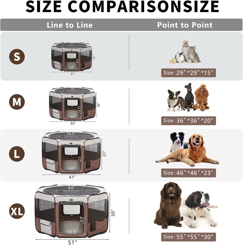 DONORO Dog Playpen 46 Portable Pet Play Pens for Small Medium Dogs, Cat Playpen Indoor/Outdoor with Carring Case, Removable Zipper Top and Bottom