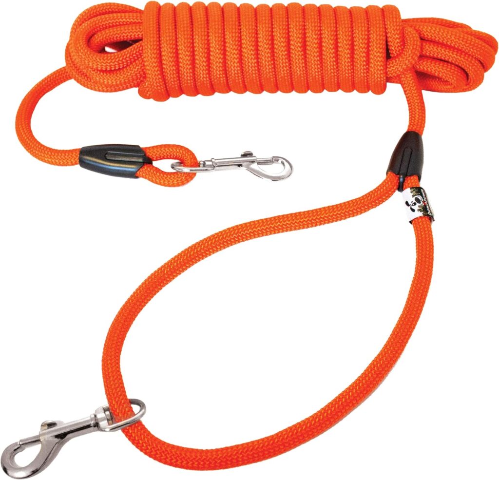 Downtown Pet Supply - Heavy-Duty Corded Dog Leash - Corded Climbing Rope Dog Leash - Recall  Obedience Dog Training Tools - Strong Dog Leash - 30 ft - Orange Dog Leash