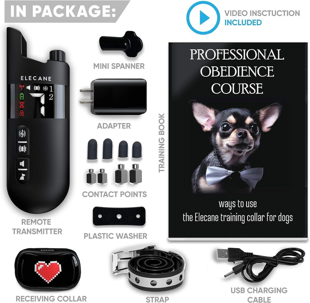 Mini Training Collar for Small Dogs 5-15lbs - Rechargeable Pet Obedience Trainer with Remote Control - Waterproof, 1000-Foot Range - Beeping Sound  Vibration Mode - 6 to 26-Inch Adjustable Strap
