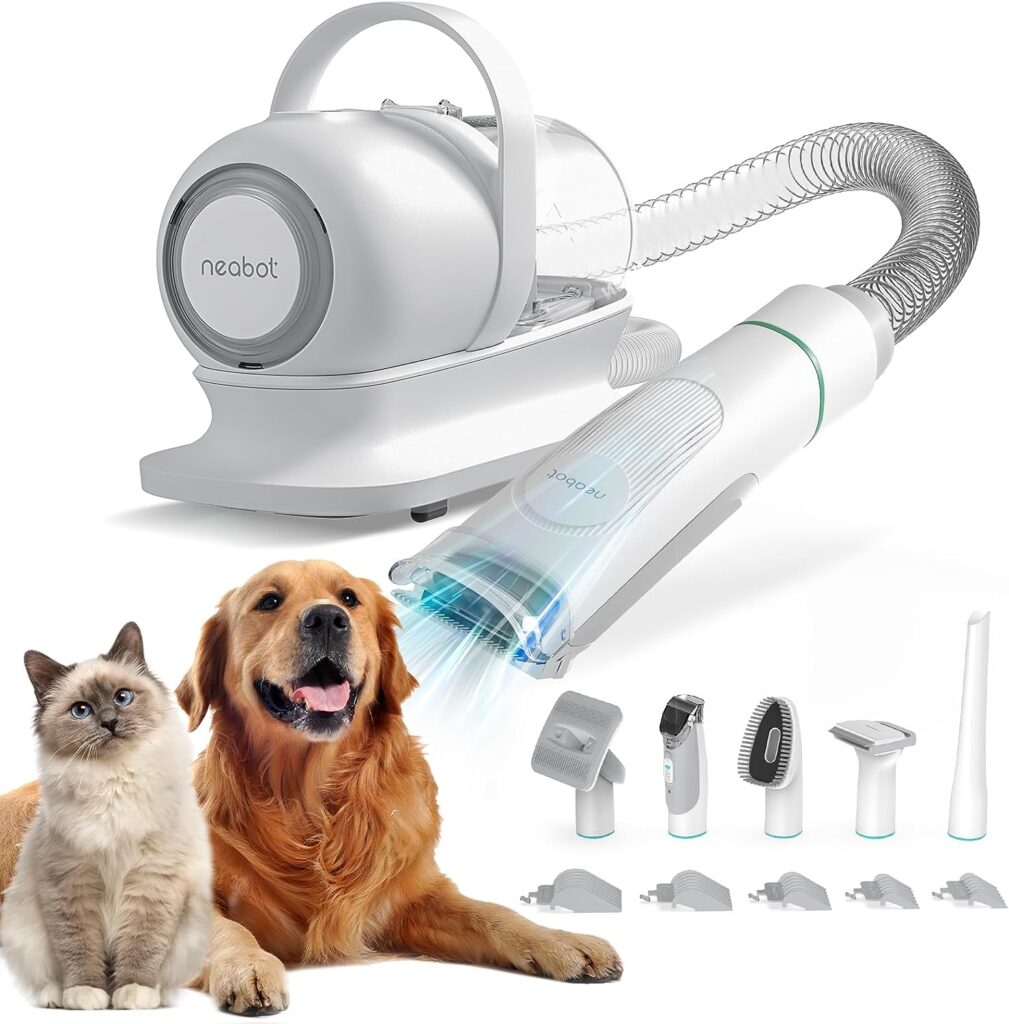 neabot Neakasa P1 Pro Pet Grooming Kit  Vacuum Suction 99% Pet Hair, Professional Grooming Clippers with 5 Proven Grooming Tools for Dogs Cats and Other Animals