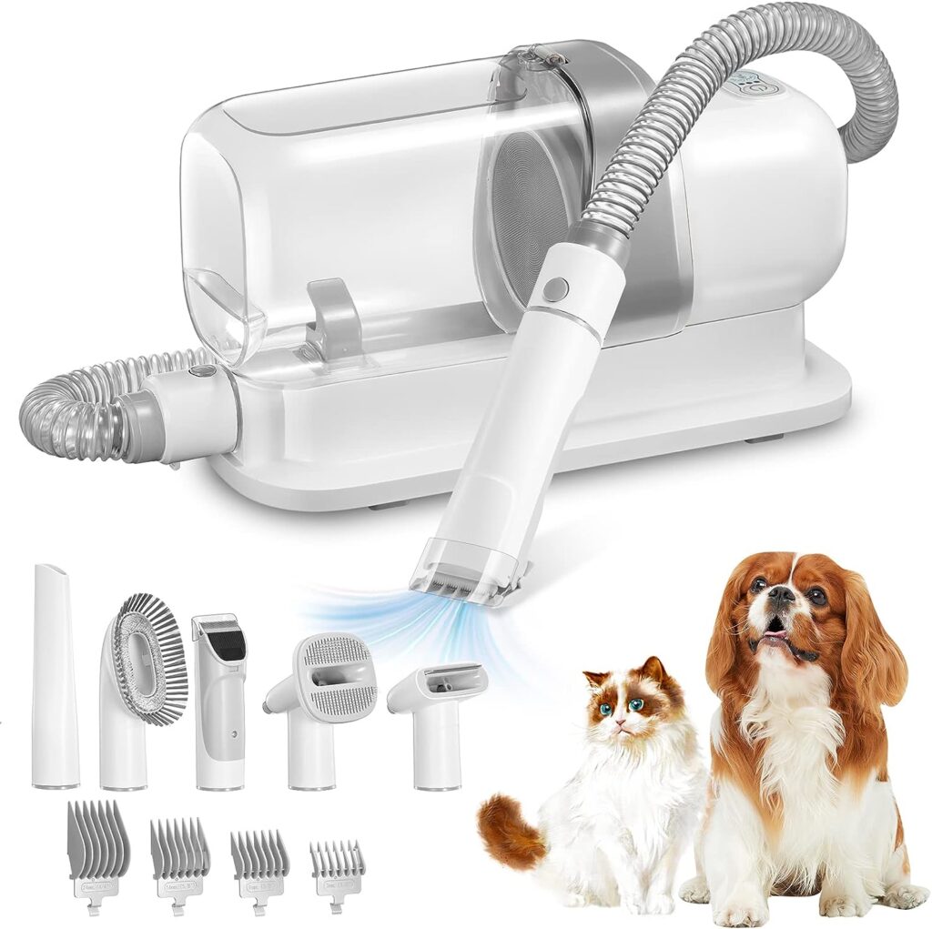 RyRot Pet Grooming Vacuum  Dog Grooming Kit with 2.3L Capacity Larger Pet Hair Dust Cup Dog Brush for Shedding Pet Hair Vacuum Cleaner with 5 Proven Grooming Tools for Pet Hair
