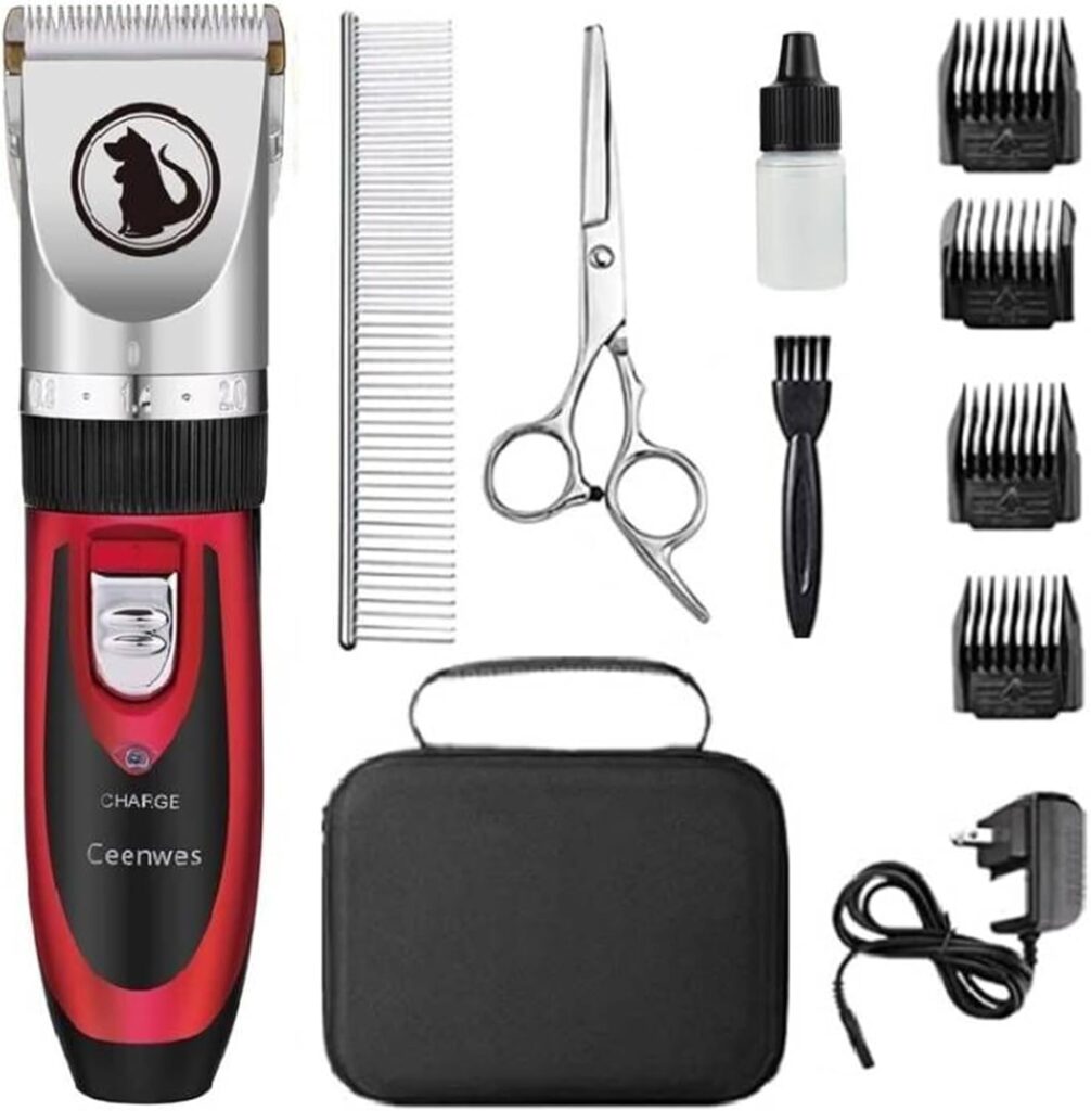 Ceenwes Dog Clippers with Storage Case Low Noise Pet Clippers Rechargeable Trimmer Cordless Grooming Tool Professional Dog Hair Trimmer with Comb Guides Scissors for Dogs Cats  Others