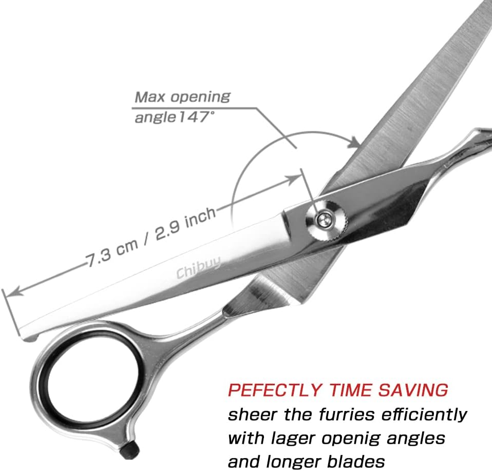 Chibuy Curved dog grooming scissors with Round Tips, Pet Shear for Cats, 4CR Stainless Steel Bending, Professional Tools for Home